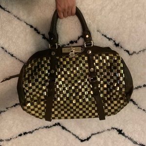 Marc by MJ gold and leather checkered duffle